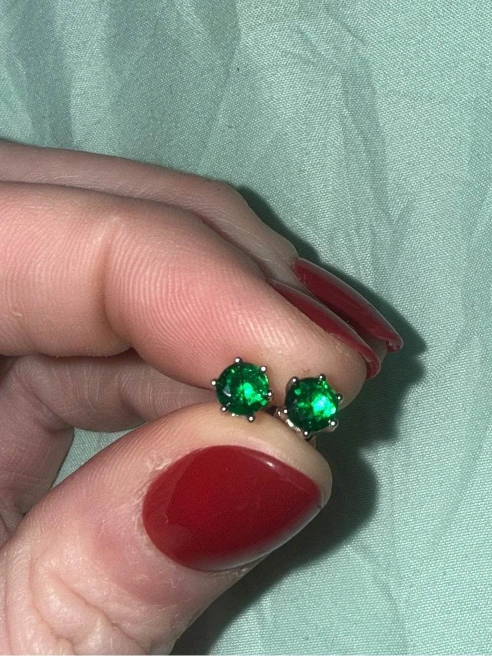 5mm Sterling Silver Emerald Green CZ Stud Earrings